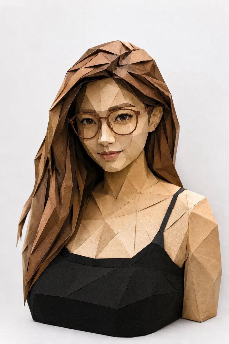 Low-Poly Origami Papercraft Portrait AI image template preview