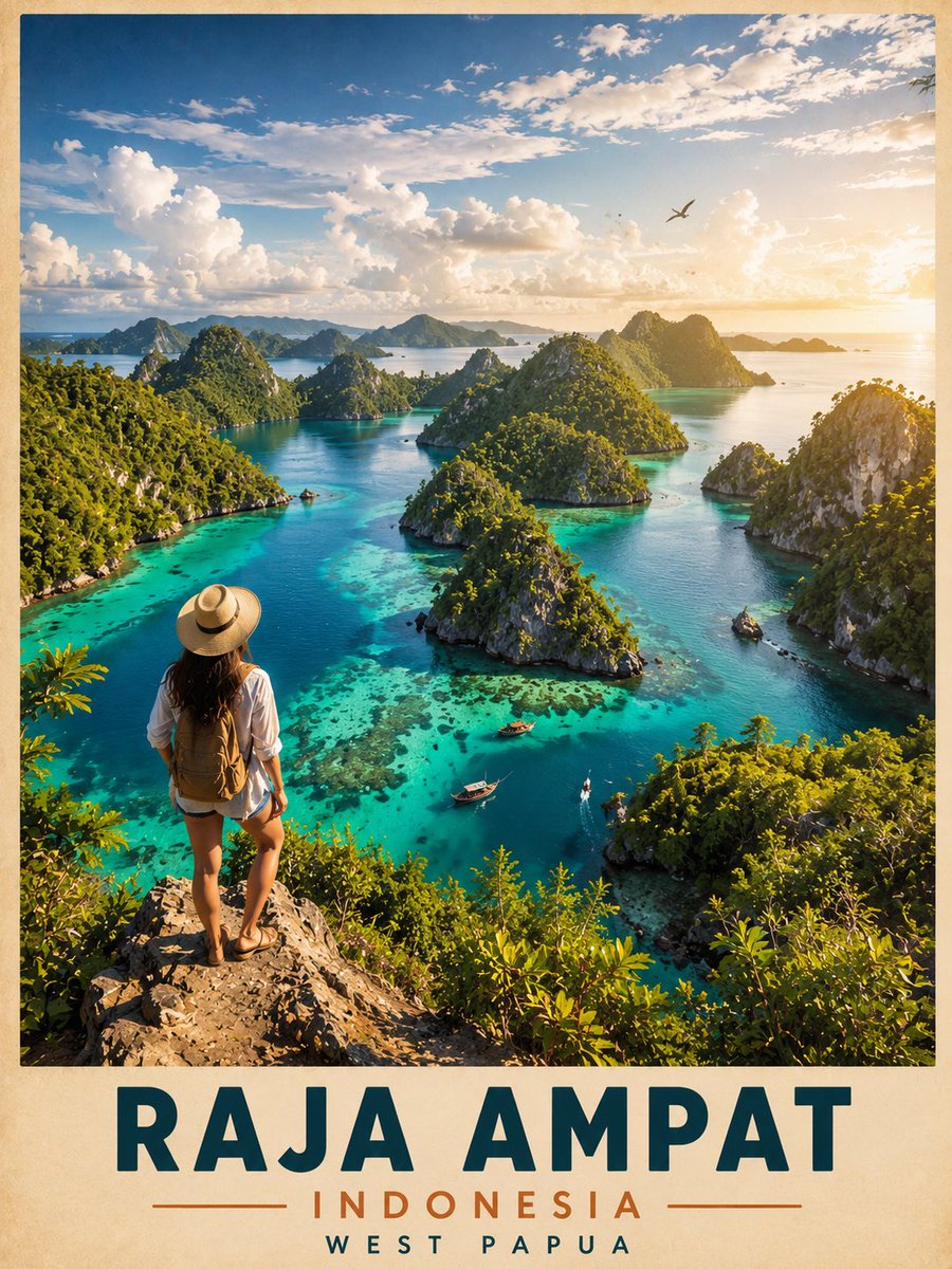 Vintage Cinematic Travel Poster AI image template preview