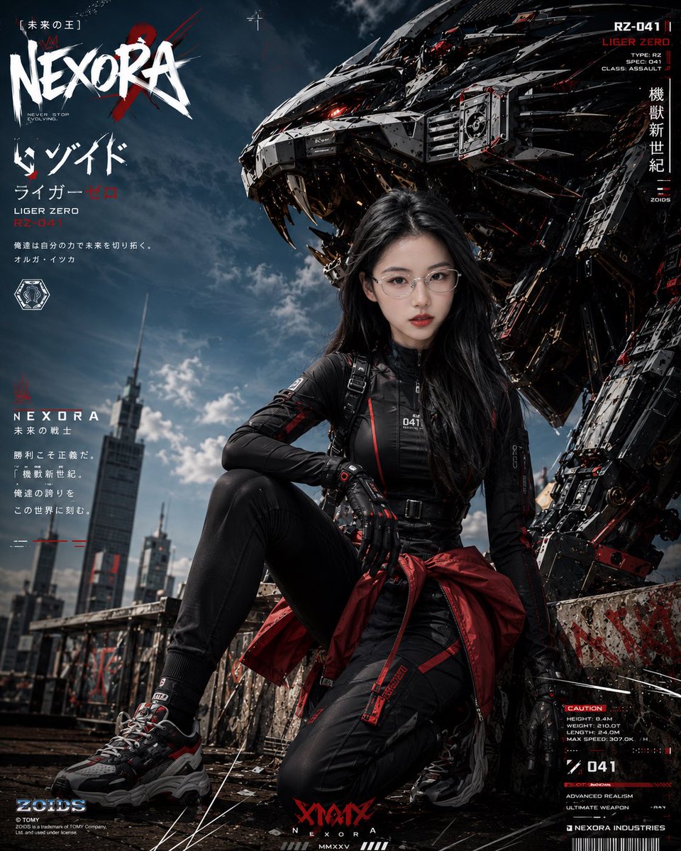 Cyberpunk Mecha Warrior Poster AI image template preview