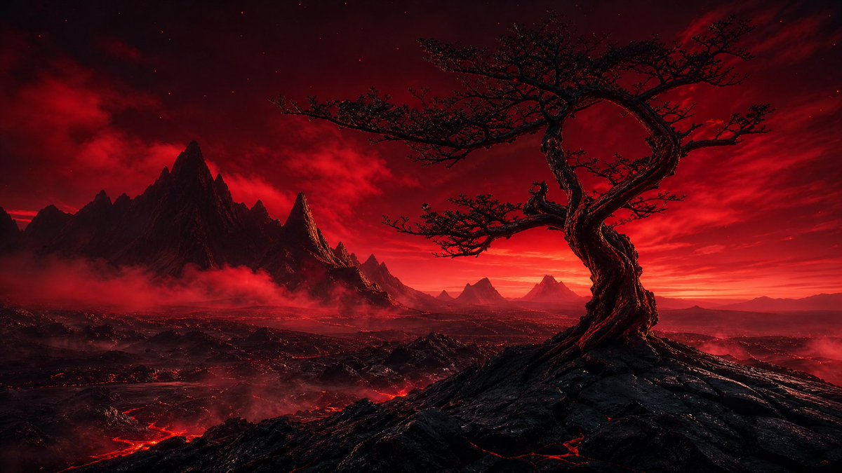 Crimson Volcanic Heart Tree AI image template preview