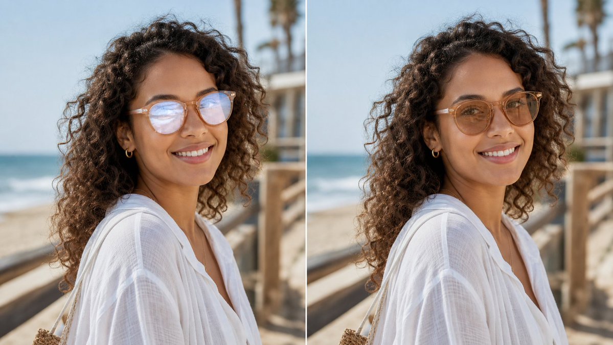 Glasses Glare Removal Comparison AI image template preview