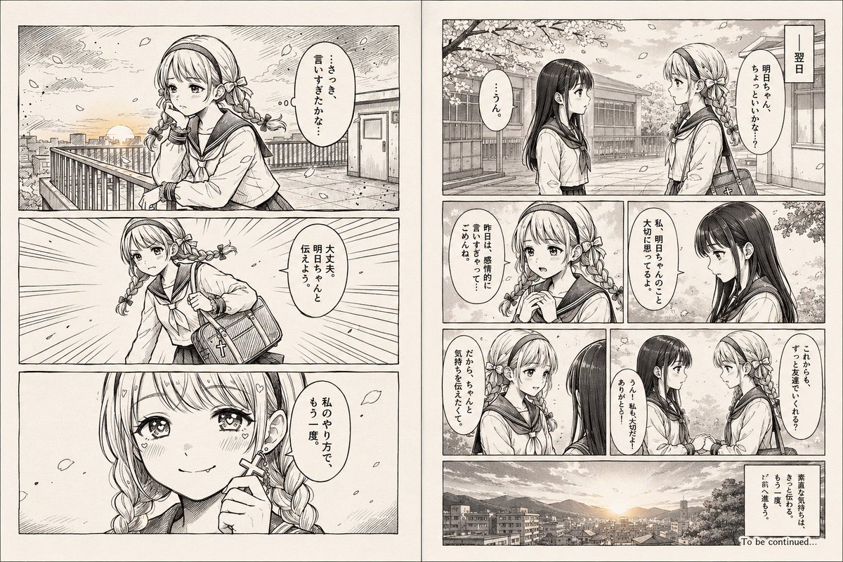 Three-Panel Shoujo Rooftop Manga example 2