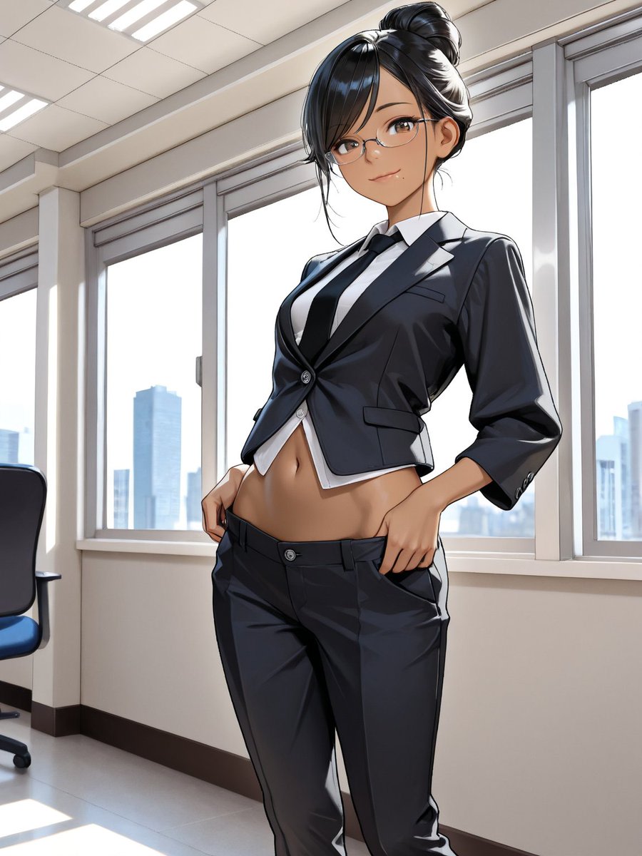 Anime Businesswoman in Bright Office AI image template preview