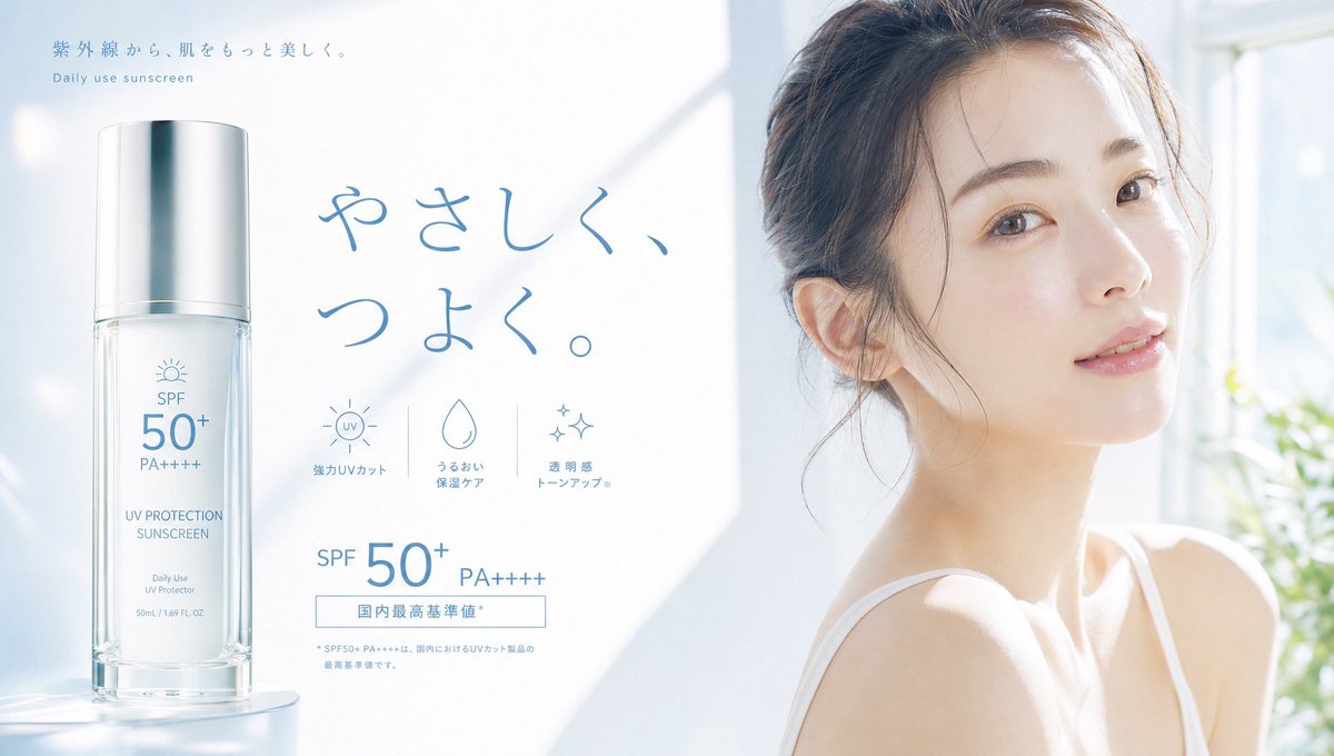 Japanese Sunscreen Beauty Banner AI image template preview