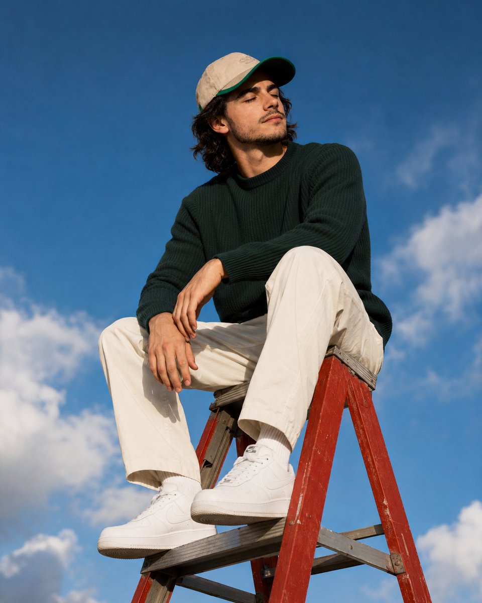 Outdoor Lifestyle Portrait on Ladder AI image template preview