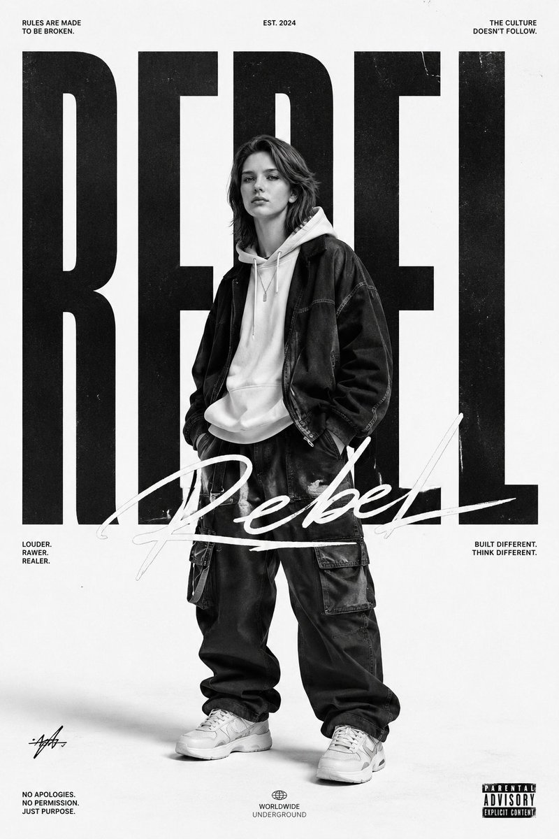 Monochrome Streetwear Editorial Poster AI image template preview