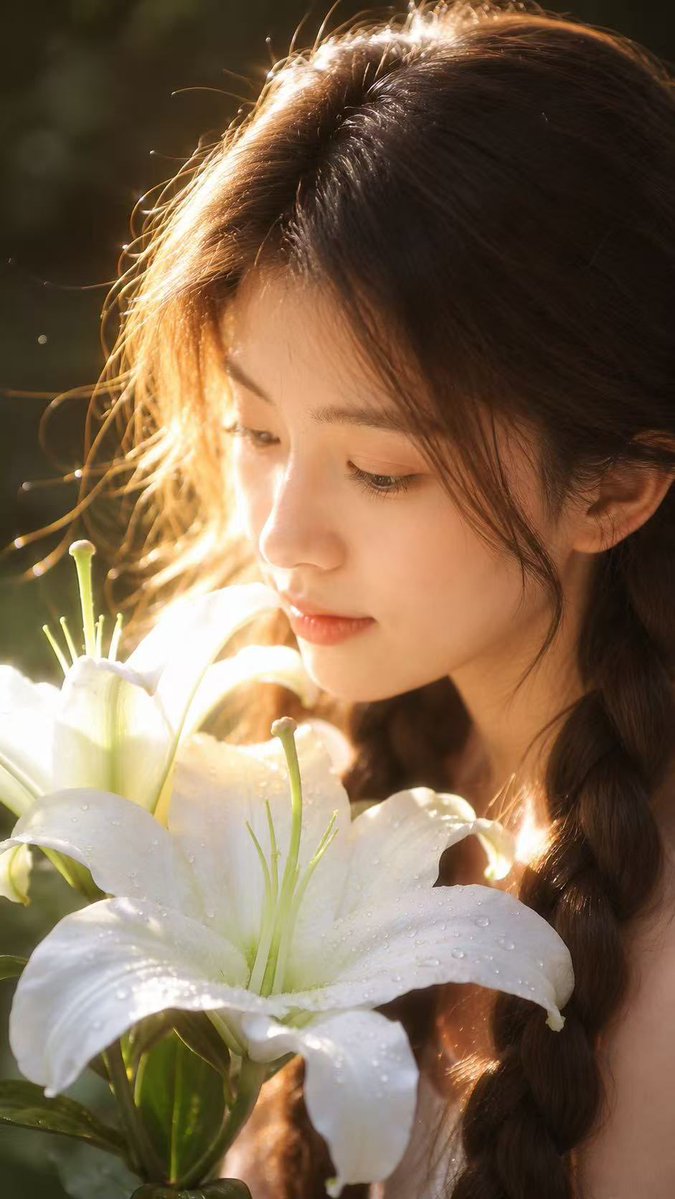 Golden Backlight Lily Portrait AI image template preview