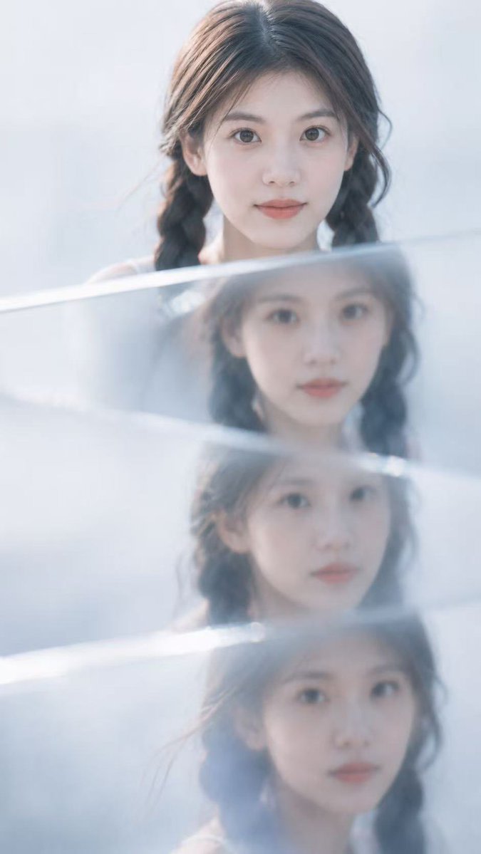 Misty Glass Reflection Portrait AI image template preview