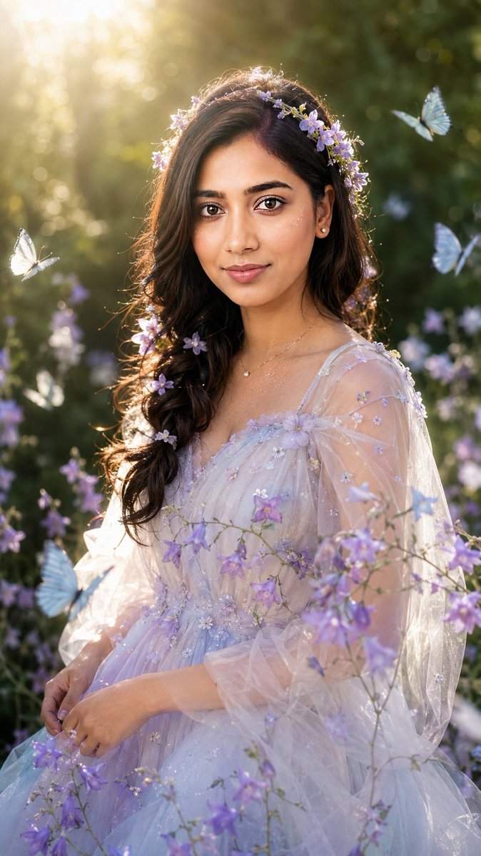 Realistic Garden Fairy Editorial Portrait AI image template preview