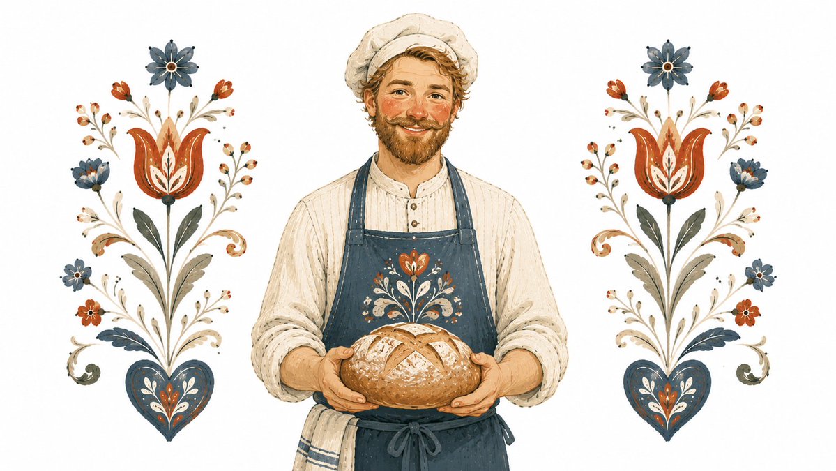Cozy Scandinavian Folk-Art Illustration example 2