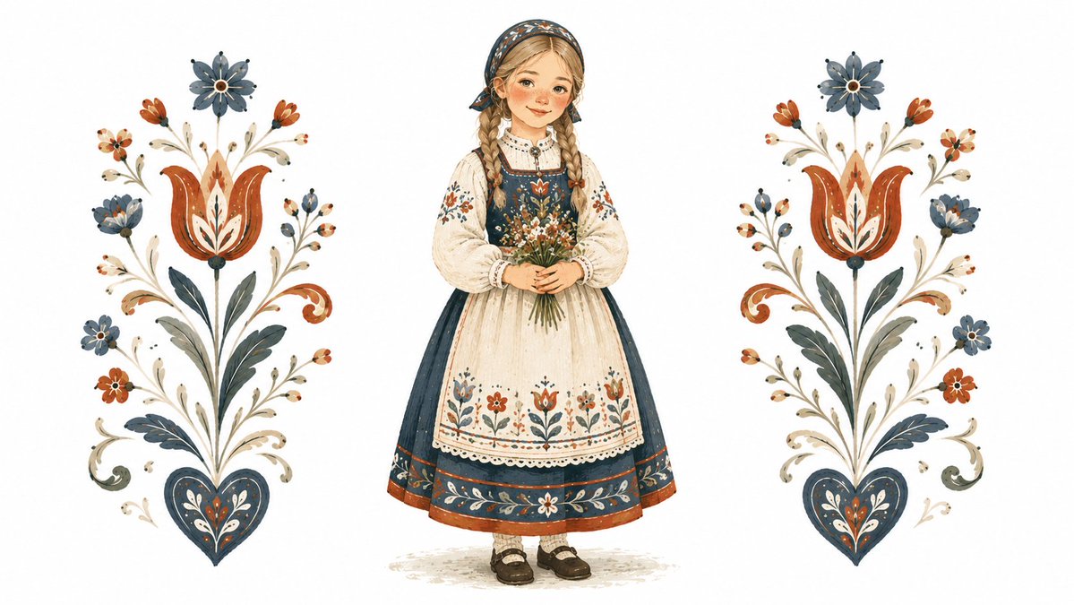Cozy Scandinavian Folk-Art Illustration AI image template preview