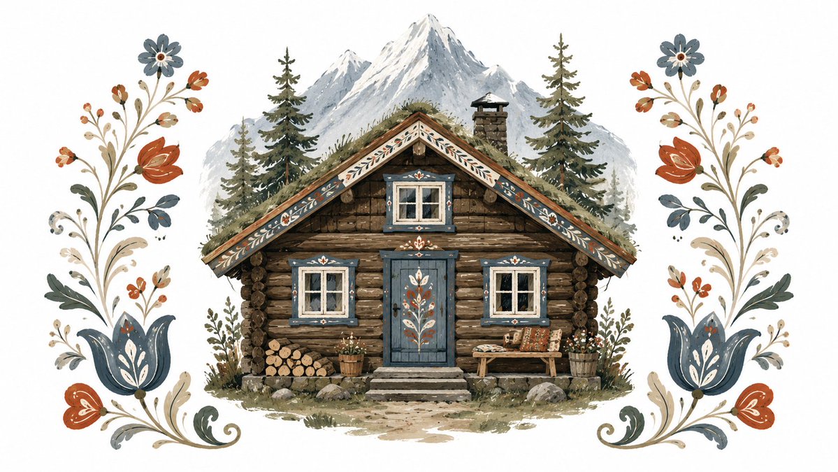Cozy Scandinavian Folk-Art Illustration example 4