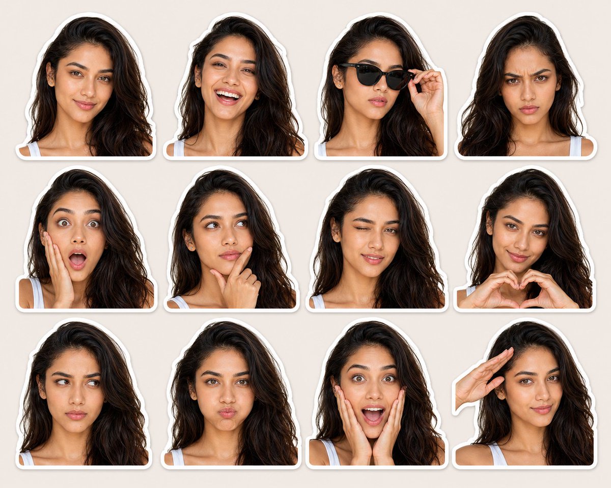 Expression-Rich Sticker Pack Grid AI image template preview