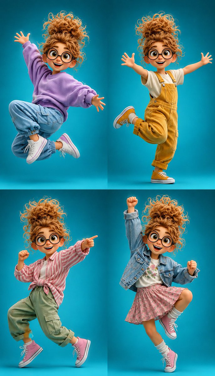 3D Cartoon Character Pose Sheet AI image template preview