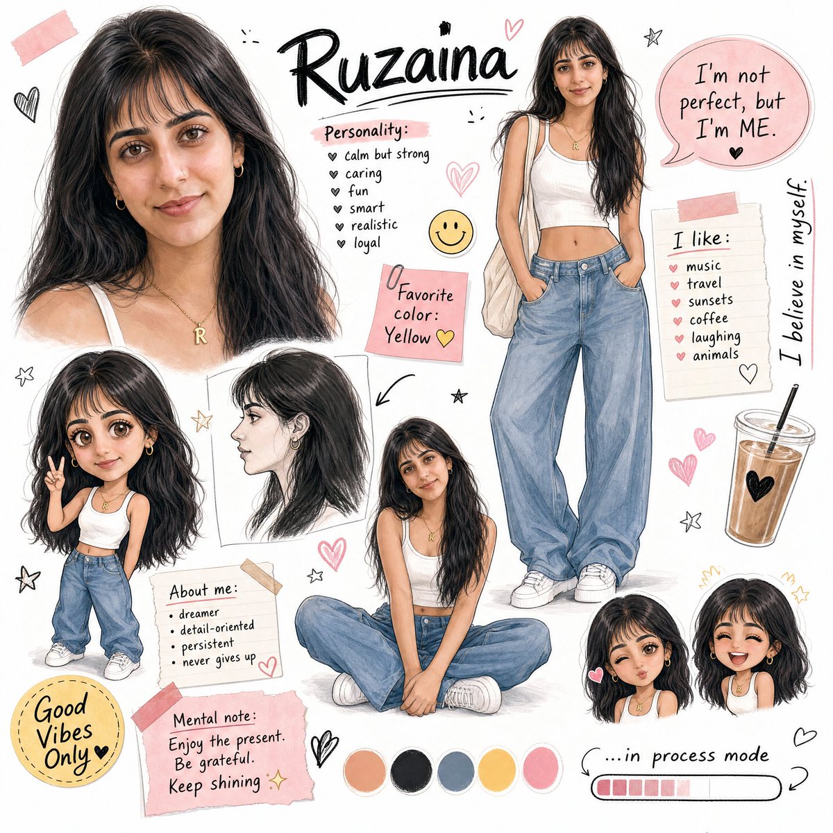 Ruzaina Character Design Sheet AI image template preview