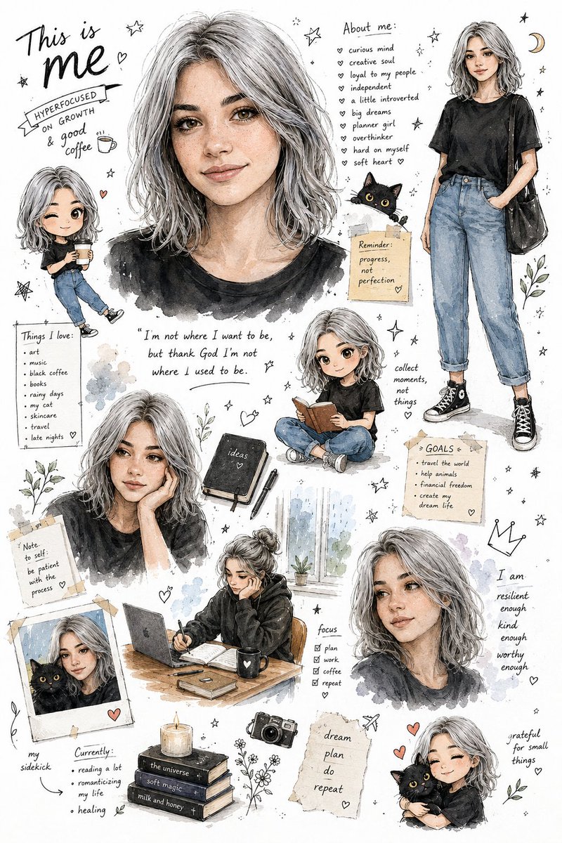 Illustrated Personal Sketchbook Infographic AI image template preview