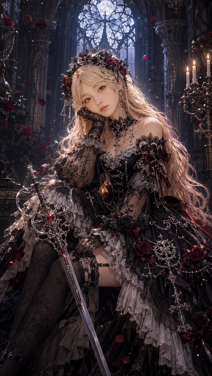 Elegant Gothic Lolita Character Transformation AI image template preview