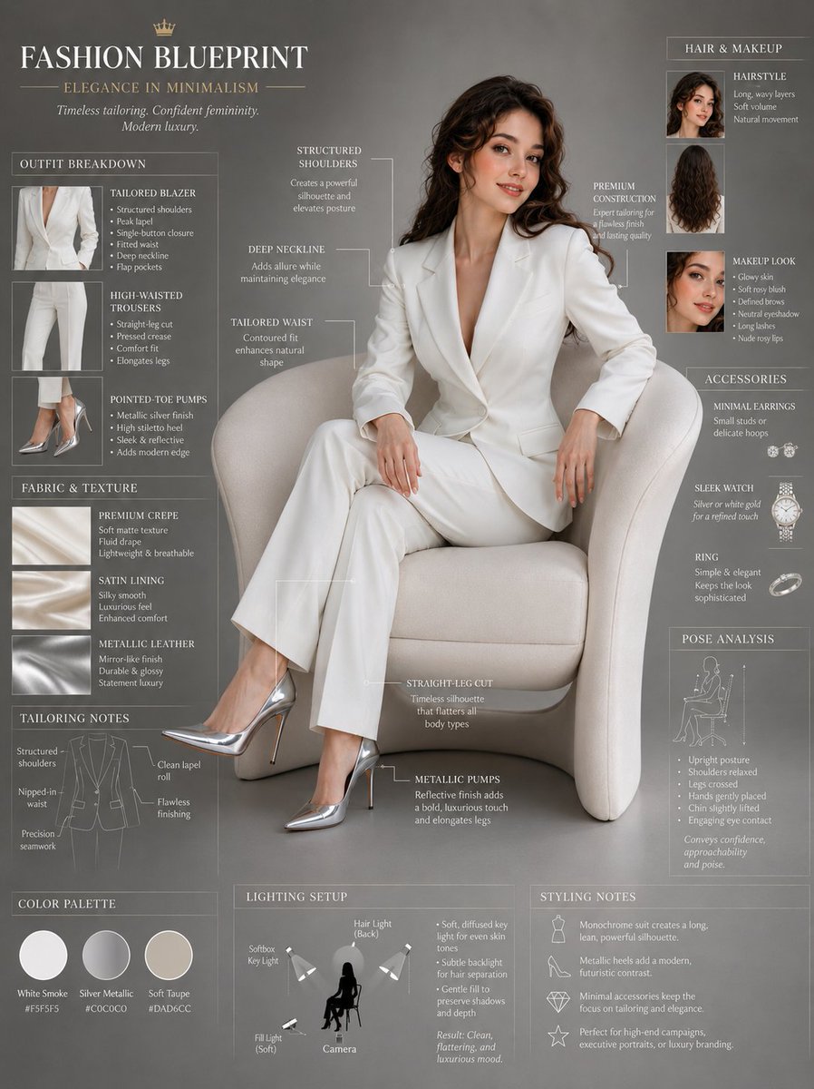 Professional Fashion Blueprint Editorial Sheet AI image template preview
