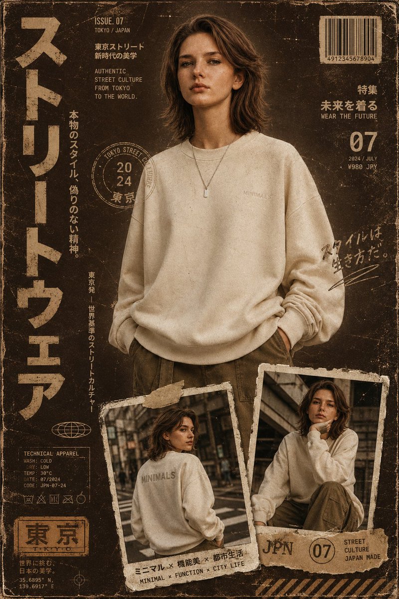 Streetwear Magazine Layout Template AI image template preview