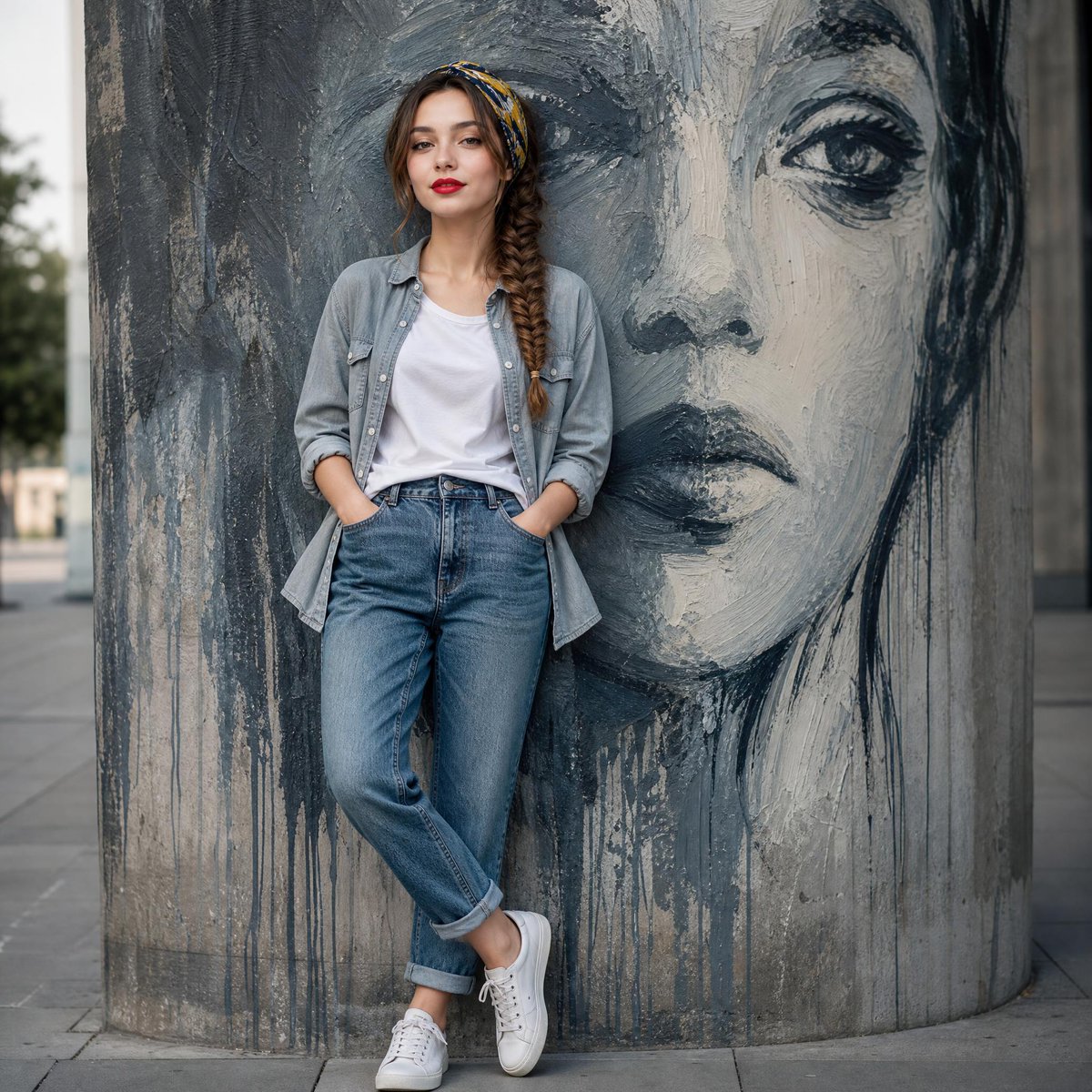 Fashion Mural Editorial Portrait AI image template preview