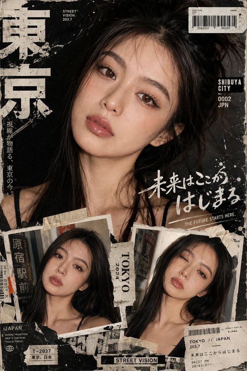 Y2K Tokyo Editorial Collage AI image template preview