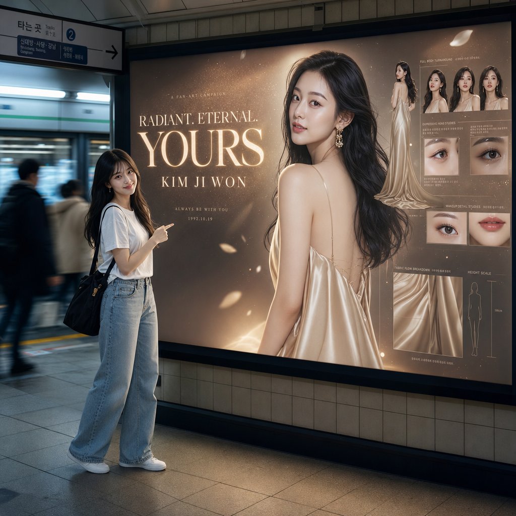 Subway Billboard Cinematic Portrait AI image template preview