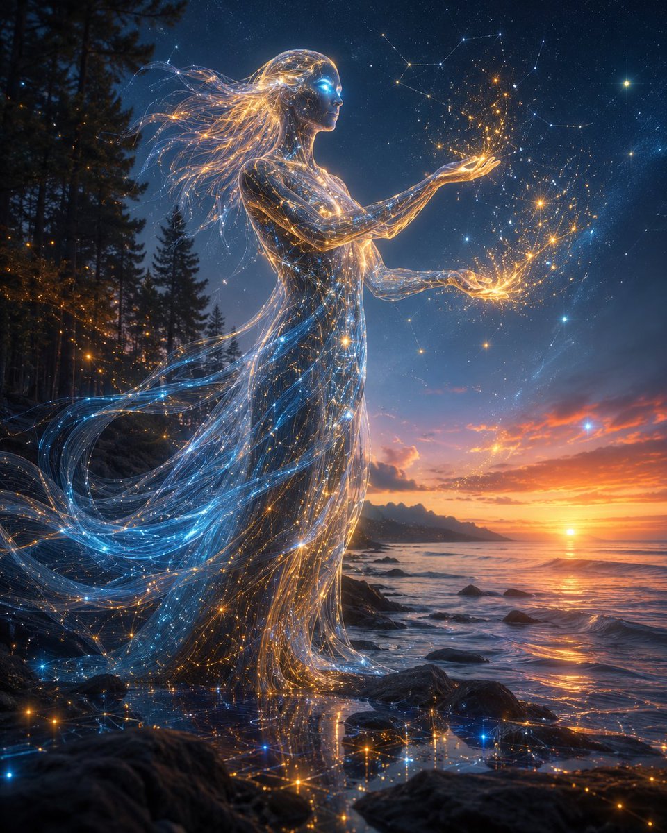 Celestial AI Spirit at Sunset AI image template preview