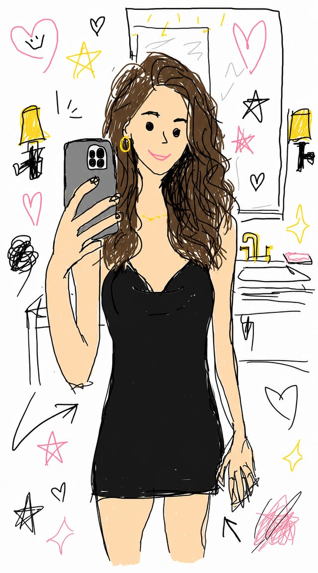 Crude Doodle Mirror Selfie AI image template preview