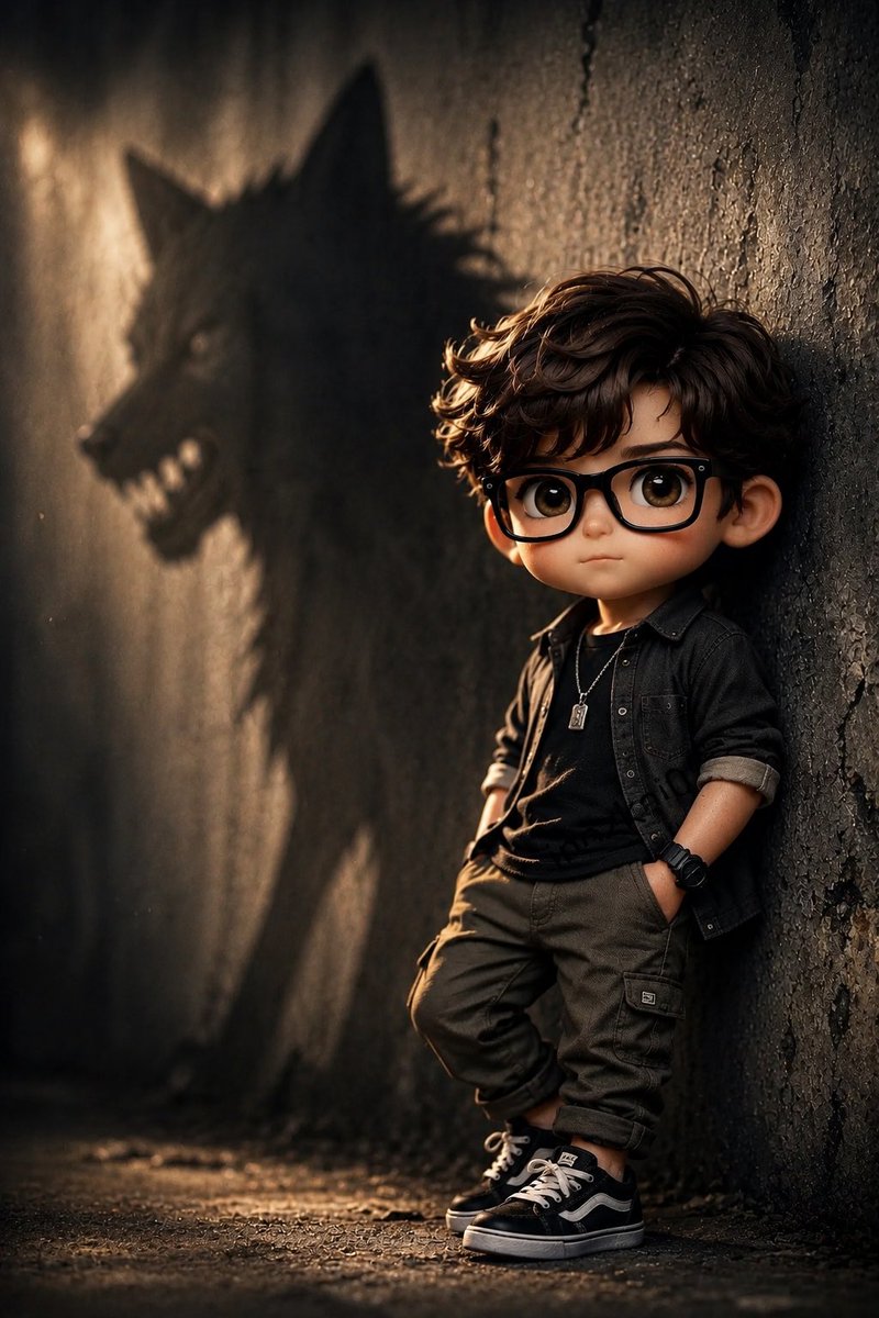 Boy With Werewolf Shadow AI image template preview