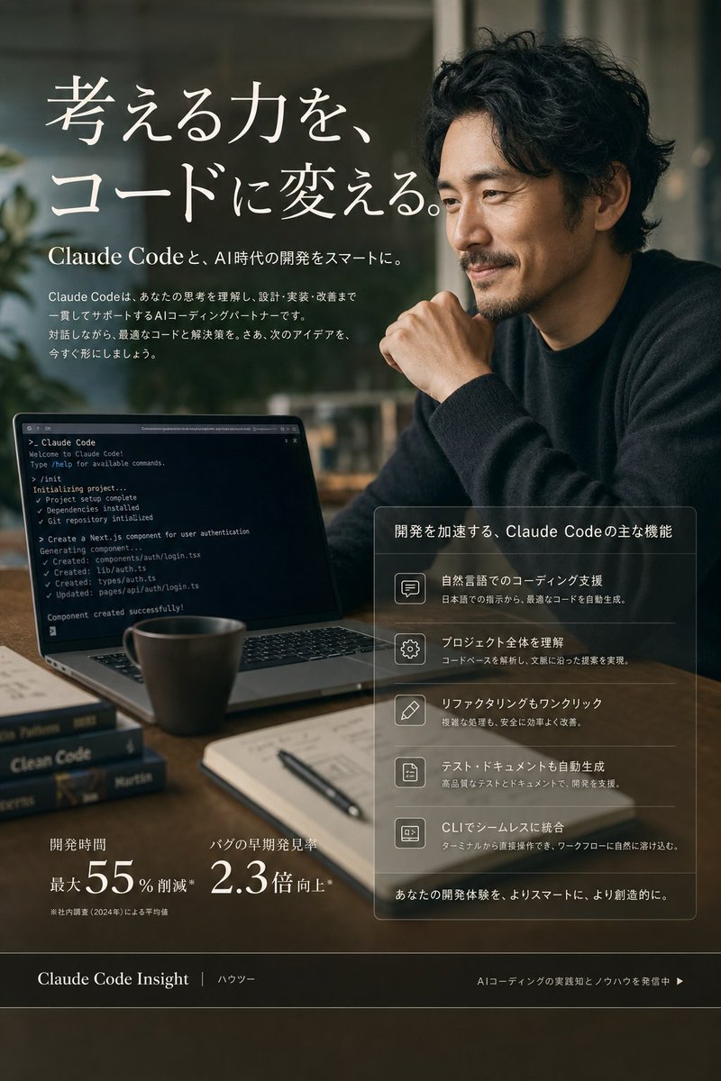 Claude Code Japanese SaaS Poster AI image template preview