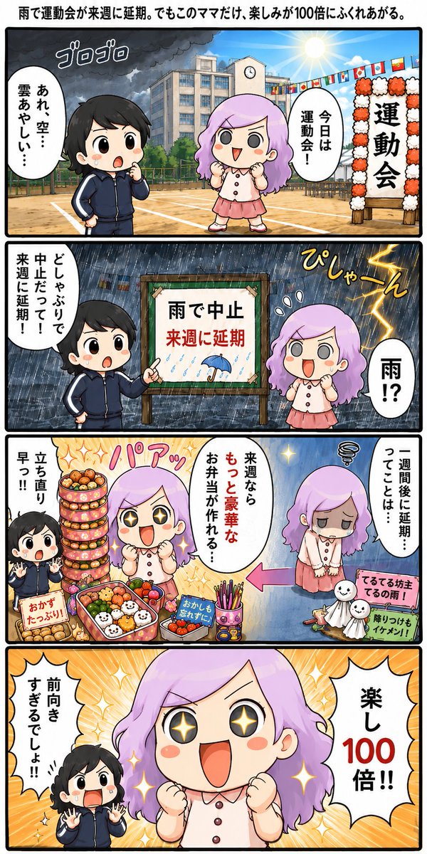Rainy Sports Day Chibi Manga example 2