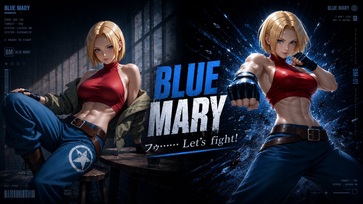Blue Mary Fighting Game Poster AI image template preview