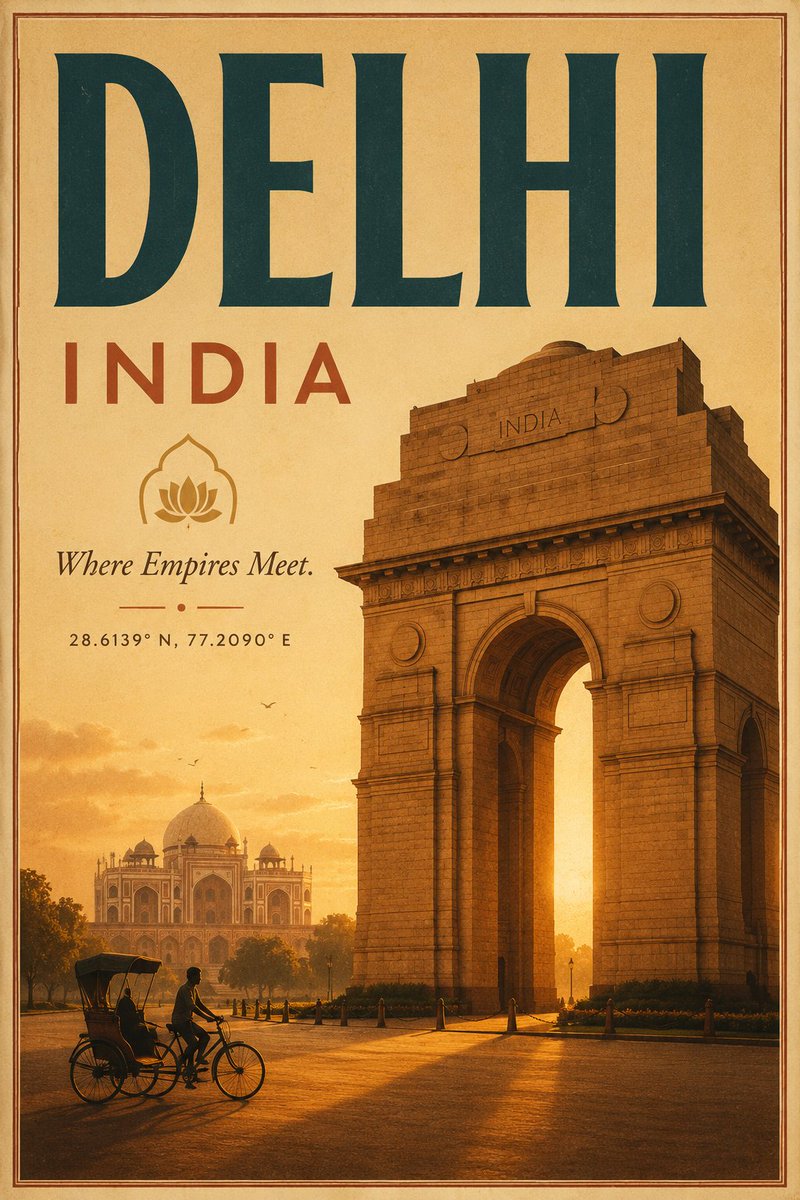 Vintage Delhi Travel Poster AI image template preview