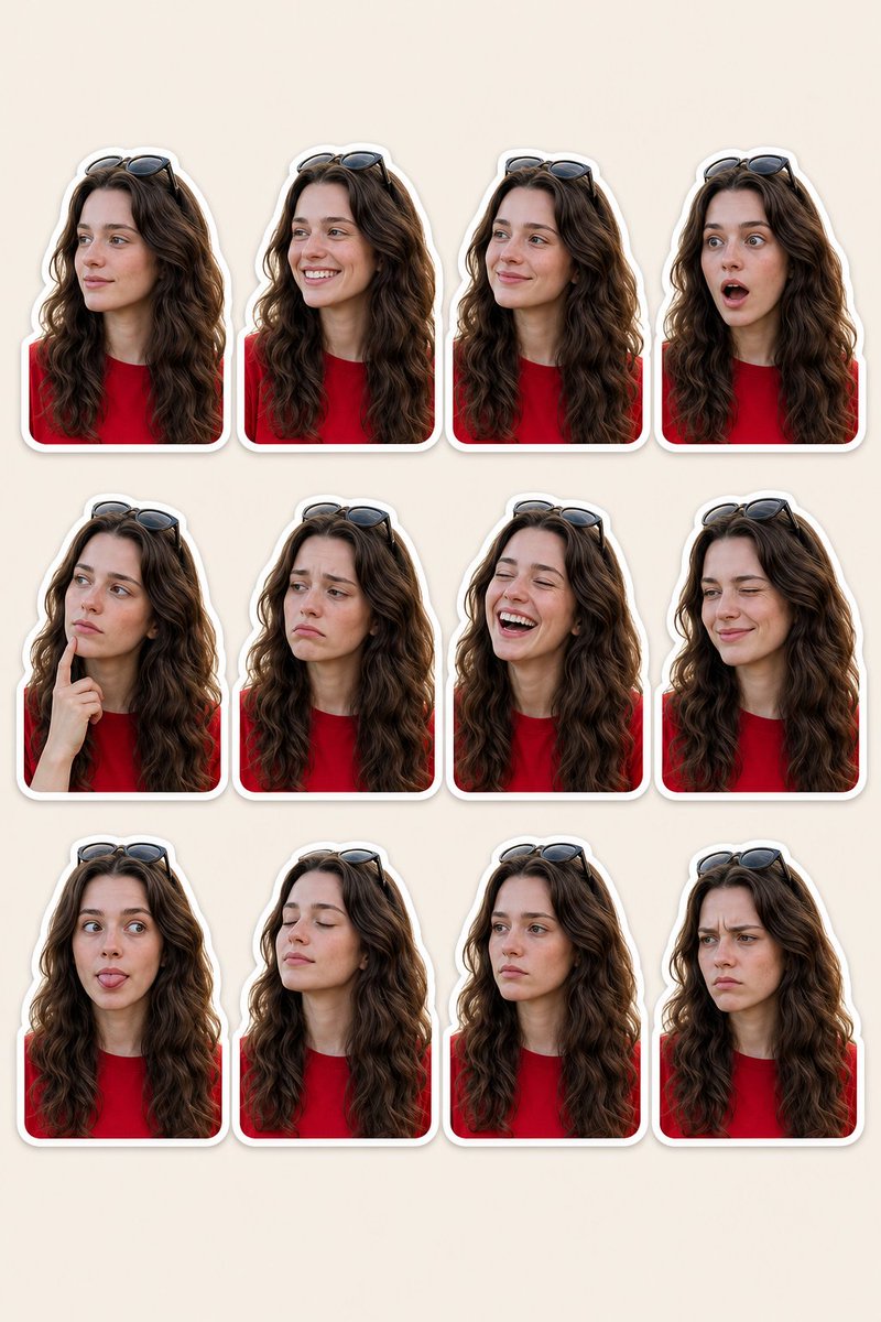Woman Portrait Sticker Pack AI image template preview