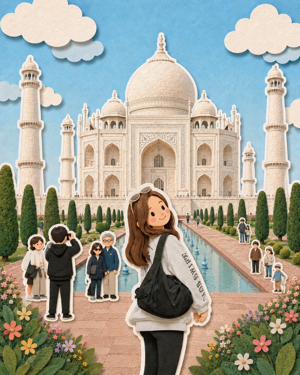Paper-Cut Diorama Illustration AI image template preview