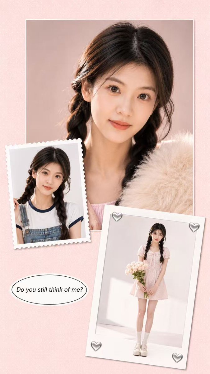 Soft Pink Scrapbook Collage AI image template preview