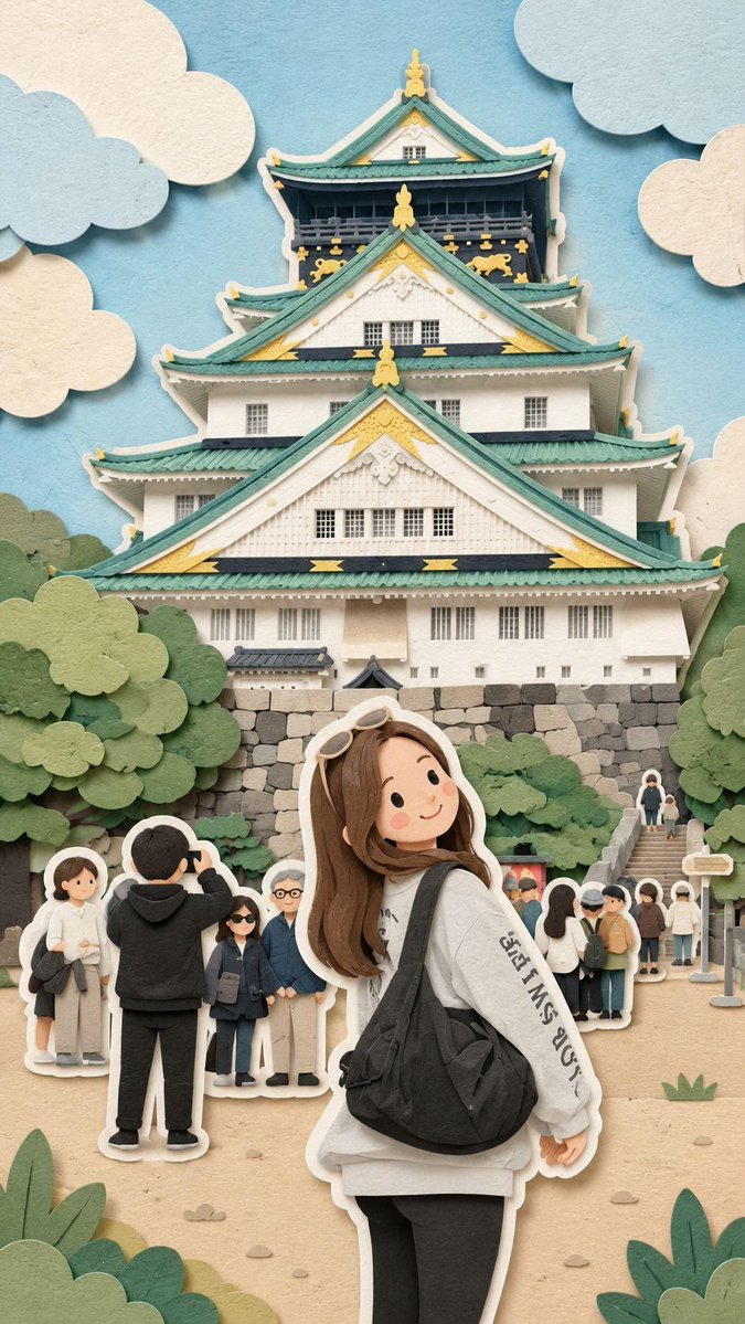 Kawaii Paper-Cut Travel Diorama AI image template preview