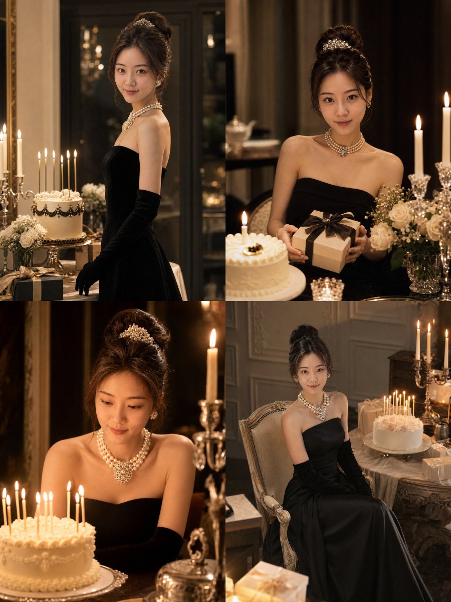 Audrey Hepburn Style Birthday Photoshoot AI image template preview
