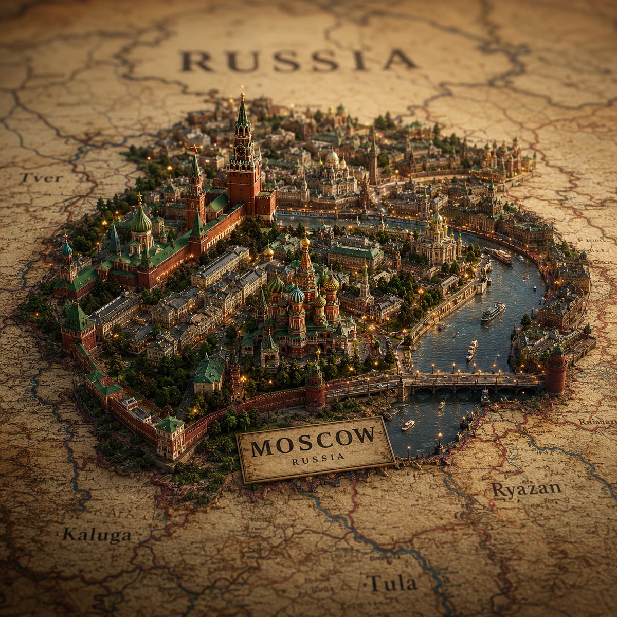 Cinematic Atlas Miniature World Diorama AI image template preview