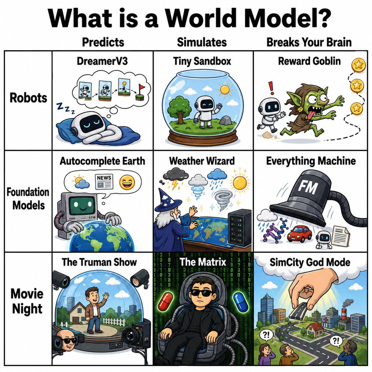 World Model Meme Grid AI image template preview