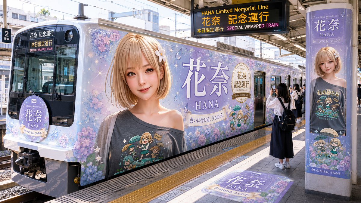 HANA Anime Wrapped Train at Station AI image template preview