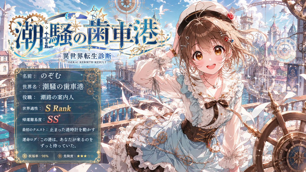 Steampunk Isekai Rebirth Result Card AI image template preview