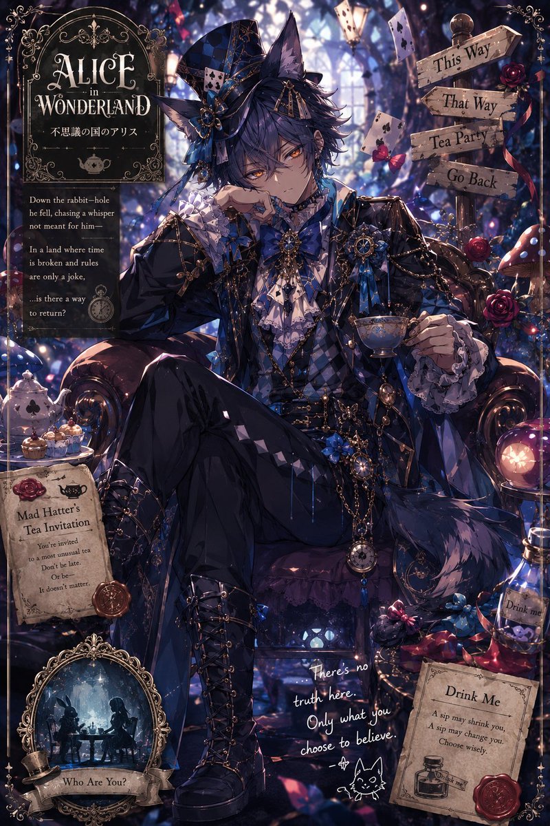Gothic Alice Tea Party Poster AI image template preview