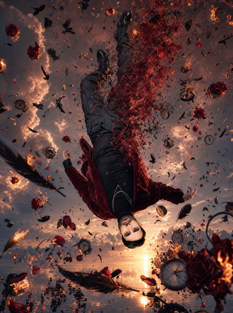 Upside-Down Surreal Falling Man AI image template preview
