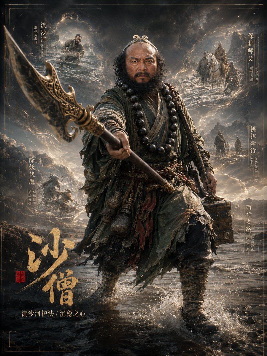 Dark Fantasy Sha Seng Character Poster AI image template preview