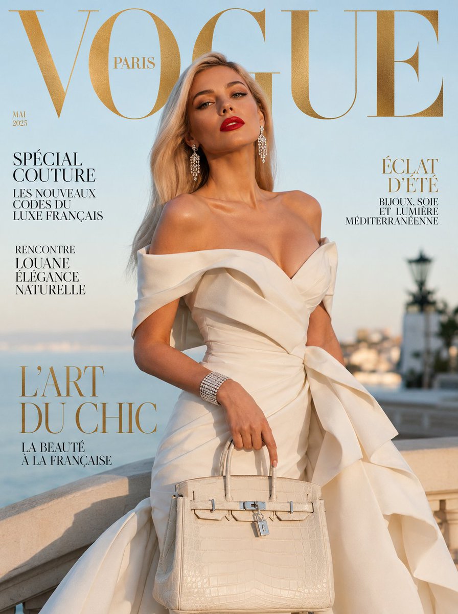 Vogue French Luxury Fashion Cover AI image template preview