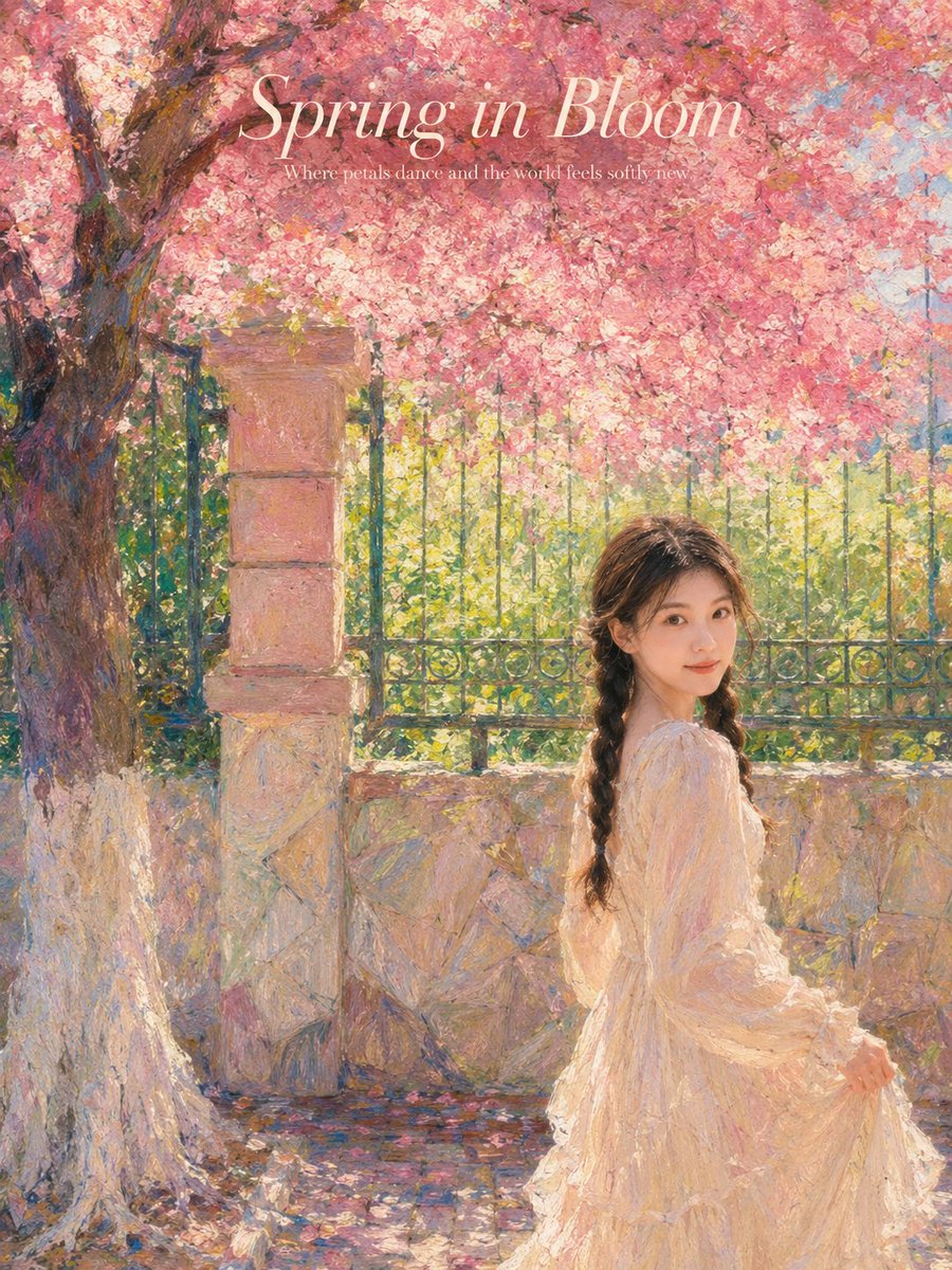 Impressionist Spring Garden Oil Painting AI image template preview