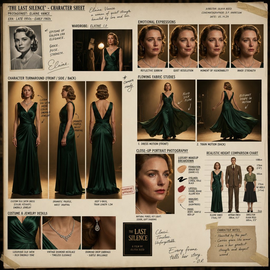 Hollywood Drama Character Sheet AI image template preview