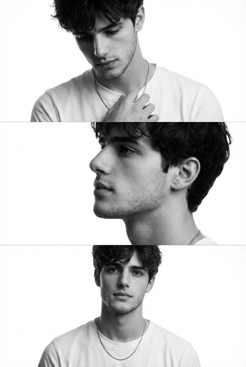 Black and White Fashion Editorial Triptych AI image template preview