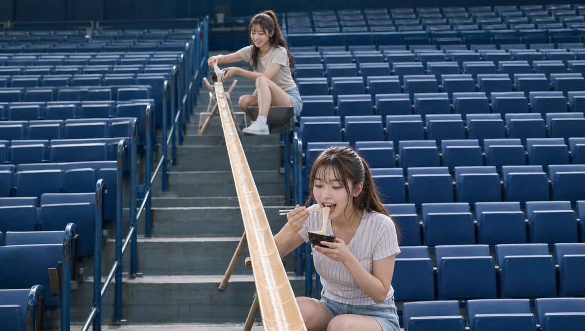 Empty Baseball Stadium Noodle Scene AI image template preview